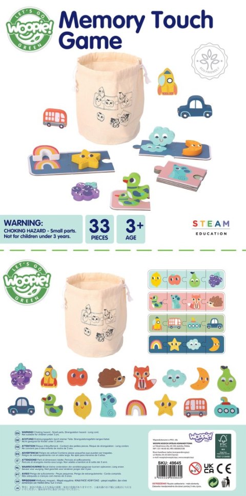 Woopie Let's Go Green WOOPIE GREEN Układanka Sensoryczna Memory Kształty FSC