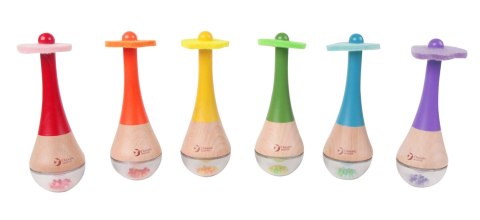 Classic World CLASSIC WORLD Grzechotka 2w1 Drewniany Instrument Tęczowy Marakas 1 szt.