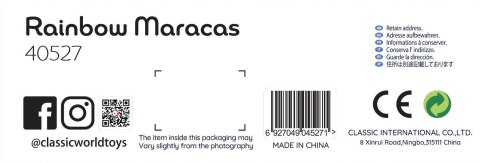 Classic World CLASSIC WORLD Grzechotka 2w1 Drewniany Instrument Tęczowy Marakas 1 szt.