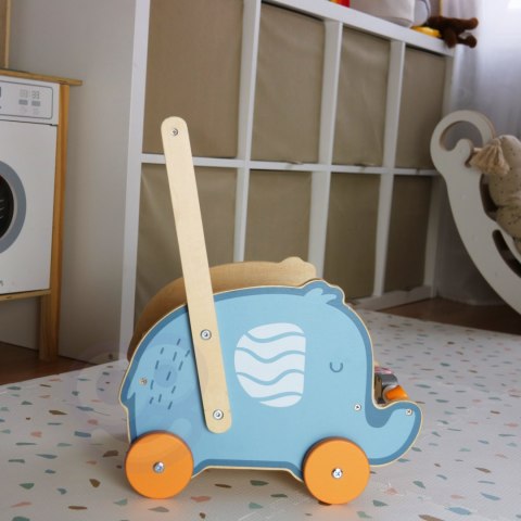 Viga Toys VIGA PolarB Drewniany Wózek 2w1 Chodzik Pchacz Słonik