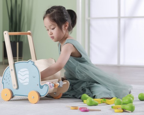 Viga Toys VIGA PolarB Drewniany Wózek 2w1 Chodzik Pchacz Słonik