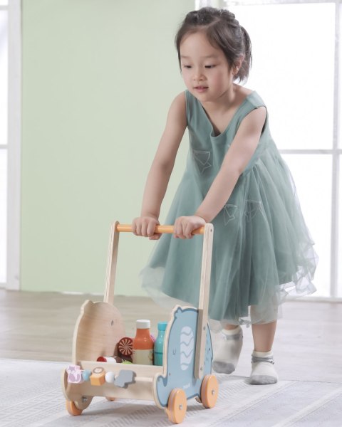 Viga Toys VIGA PolarB Drewniany Wózek 2w1 Chodzik Pchacz Słonik