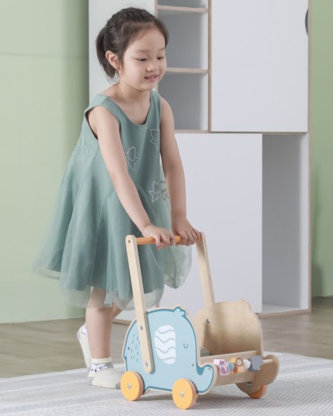 Viga Toys VIGA PolarB Drewniany Wózek 2w1 Chodzik Pchacz Słonik
