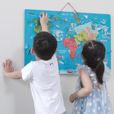 Viga Toys Viga 2w1 Tablica Edukacyjna z Magnetyczną Mapą Świata Montessori