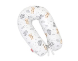 Poduszka ciążowa Longer dla kobiet w ciąży do spania + zdejmowana poszewka - Miś z balonikami