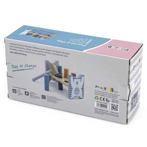 Viga Toys VIGA PolarB Drewniana Ławeczka Przebijanka Wbijanka z Młotkiem - Montessori