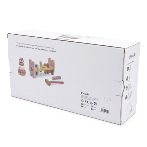 Viga Toys VIGA PolarB Zestaw Drewniana Piramidka + Przebijanka z Młoteczkiem Lisek Montessori
