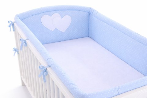 Ochraniacz do łóżeczka na szczebelki uniwersalny XXL - Serduszka kropki na błękicie