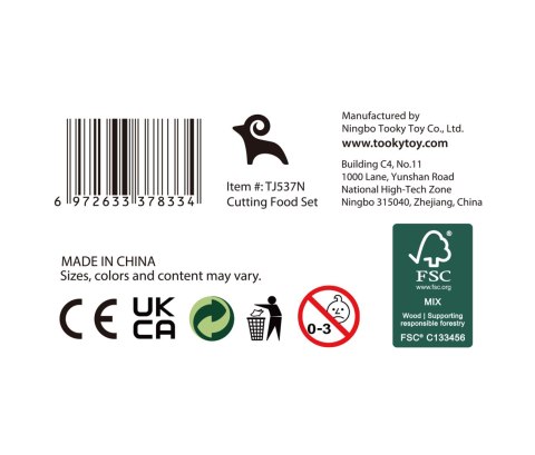 Tooky Toy TOOKY TOY Drewniany Zestaw Żywność Warzywa Owoce