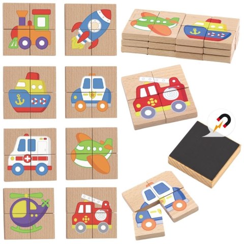 Viga Toys Viga Układanka drewniana puzzle magnetyczne - pojazdy Certyfikat FSC
