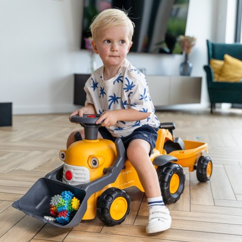 FALK Jeździk Traktor Komatsu z Łyżką Koparką i Przyczepą