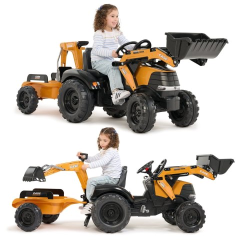 FALK Traktor na Pedały Case CE z Koparką Ładowarką i Przyczepą 3-7 lat
