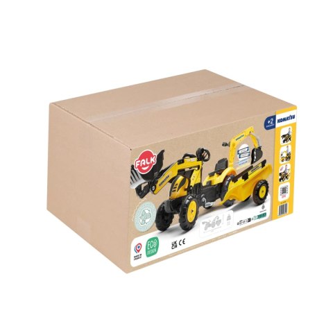 FALK Traktor na Pedały Komatsu z Łyżką Koparką i Przyczepą
