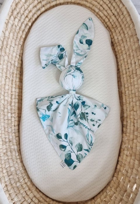 Miękka przytulanka DOUDOU kocyk króliczek z bawełny - Eucaliptus mint