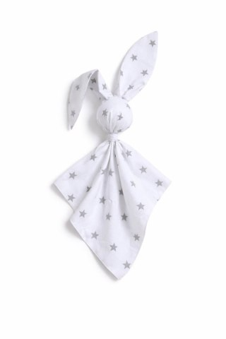 Miękka przytulanka DOUDOU kocyk króliczek z bawełny - Gwiazdki szare