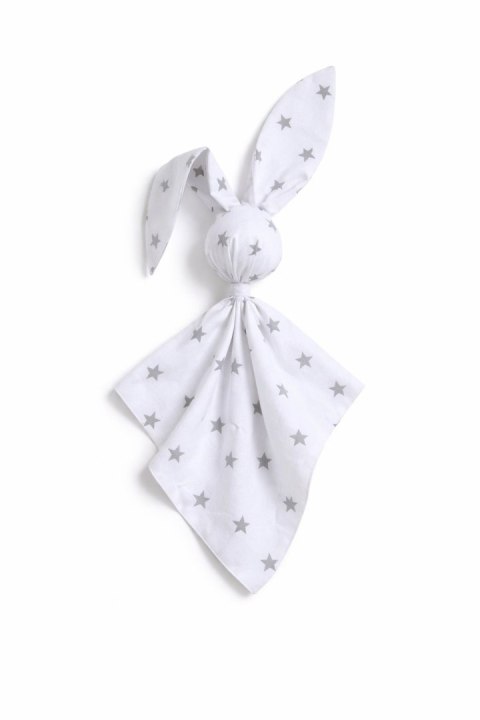 Miękka przytulanka DOUDOU kocyk króliczek z bawełny - Gwiazdki szare