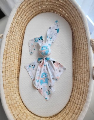 Miękka przytulanka DOUDOU kocyk króliczek z bawełny - Misie niebieskie