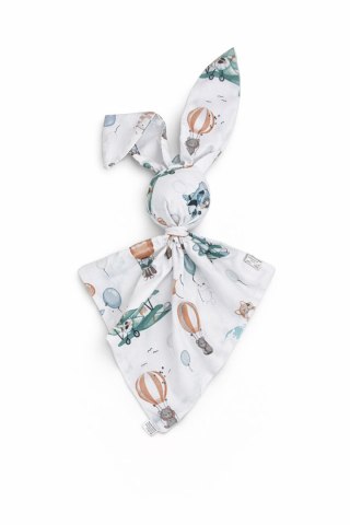 Miękka przytulanka DOUDOU kocyk króliczek z bawełny - Sky adventure