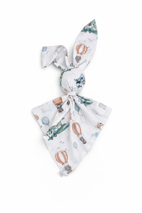 Miękka przytulanka DOUDOU kocyk króliczek z bawełny - Sky adventure