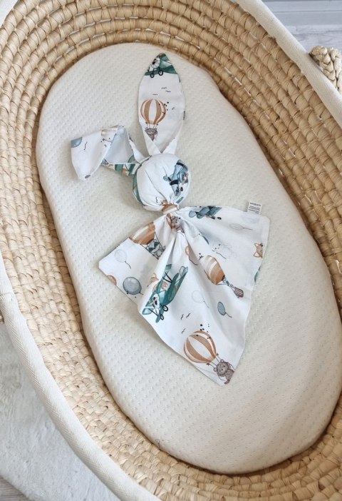 Miękka przytulanka DOUDOU kocyk króliczek z bawełny - Sky adventure