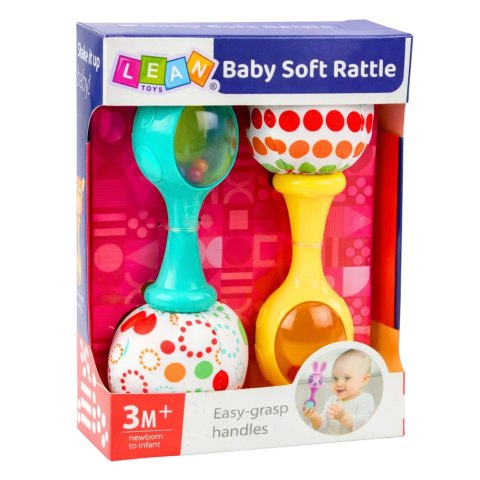 Zestaw Grzechotki Z Miękką Piłeczką Wzorki Żółta Zielona 2szt