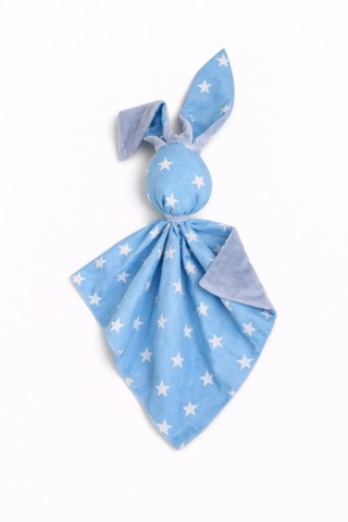 Zając przytulanka DOUDOU dwustronna bawełna i minky - Gwiazdki niebieskie - niebieski