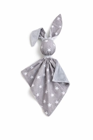 Zając przytulanka DOUDOU dwustronna bawełna i minky - Gwiazdki szare - szary