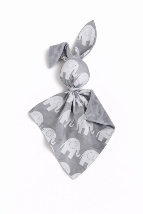 Zając przytulanka DOUDOU dwustronna bawełna i minky - Sowy szare - szary