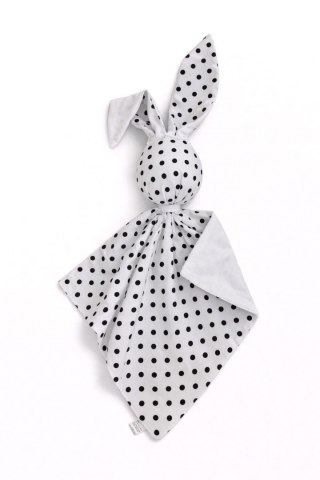 Zając przytulanka DOUDOU dwustronna bawełna i minky - Groszki czarne - biały