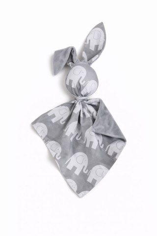 Zając przytulanka DOUDOU dwustronna bawełna i minky - Słonie szare - szary
