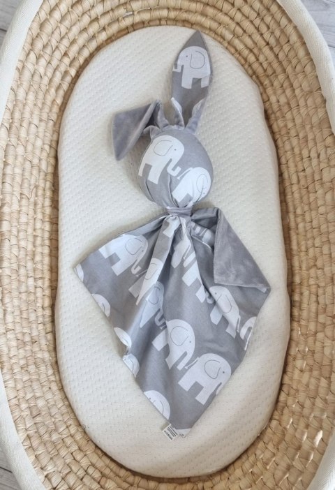 Zając przytulanka DOUDOU dwustronna bawełna i minky - Słonie szare - szary