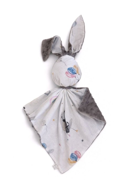 Zając przytulanka DOUDOU dwustronna bawełna i minky - Baloniki - szary