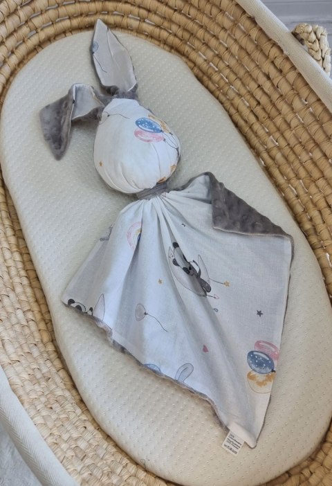 Zając przytulanka DOUDOU dwustronna bawełna i minky - Baloniki - szary