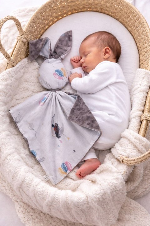 Zając przytulanka DOUDOU dwustronna bawełna i minky - Baloniki - szary