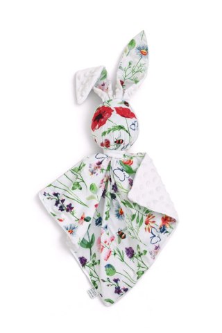 Zając przytulanka DOUDOU dwustronna bawełna i minky - Łąka - biały