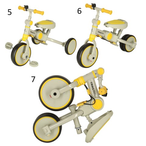 Rowerek trójkołowy TRIKE FIX V4 rower spacerówka rowerek biegowy 6w1 szary żółty Rowerek trójkołowy TRIKE FIX V4 rower spacerówka rowerek biegowy 6w1 szary żółty