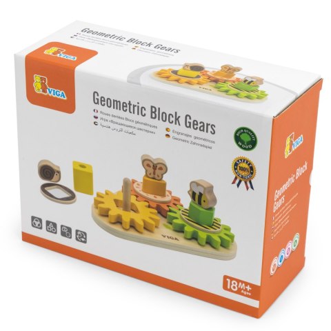 Viga Toys VIGA Drewniany Sorter Koła Zębate "Kształty i Mechanizmy"