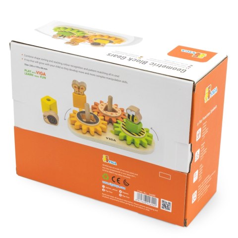 Viga Toys VIGA Drewniany Sorter Koła Zębate "Kształty i Mechanizmy"