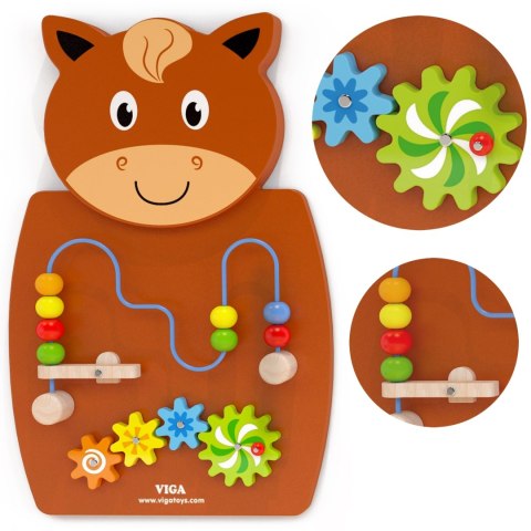 Viga Toys VIGA Drewniana Tablica Manipulacyjna Konik Certyfikat FSC Montessori