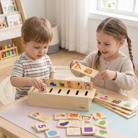Viga Toys VIGA Drewniany Edukacyjny Sorter Gra Zwierzątka Owoce Warzywa Montessori