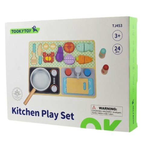 TOOKY TOY Drewniana Kuchnia z Akcesoriami - Zestaw Małego Kucharza