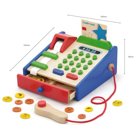 Viga Toys VIGA Drewniana Kasa sklepowa z akcesoriami Skaner Montessori