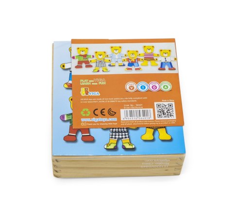 Viga Toys VIGA Drewniane Puzzle Układanka Edukacyjna Ubierz Misia Chłopca