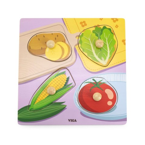 Viga Toys VIGA Drewniane Puzzle z Pinezkami Warzywa