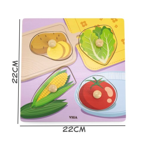 Viga Toys VIGA Drewniane Puzzle z Pinezkami Warzywa