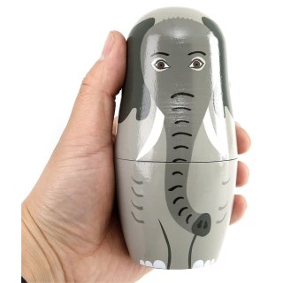 Zestaw Drewniane Lalki Matrioszki Układanka Figurki Dzikie Zwierzęta 5 szt.
