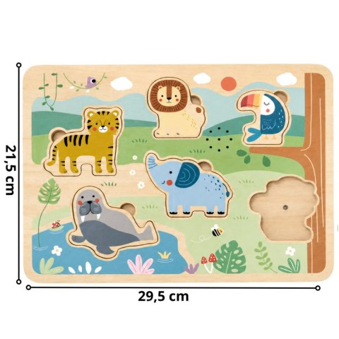 TOOKY TOY Drewniane Interaktywne Dźwiękowe Puzzle Zwierzątka
