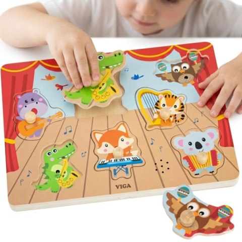 VIGA Puzzle Interaktywne Dźwiękowe Dopasuj Muzykujące Zwierzęta