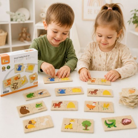Viga Toys VIGA Drewniane Puzzle Nakarm Zwierzątko Co jedzą Zwierzęta Układanka