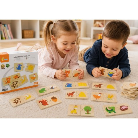 Viga Toys VIGA Drewniane Puzzle Nakarm Zwierzątko Co jedzą Zwierzęta Układanka